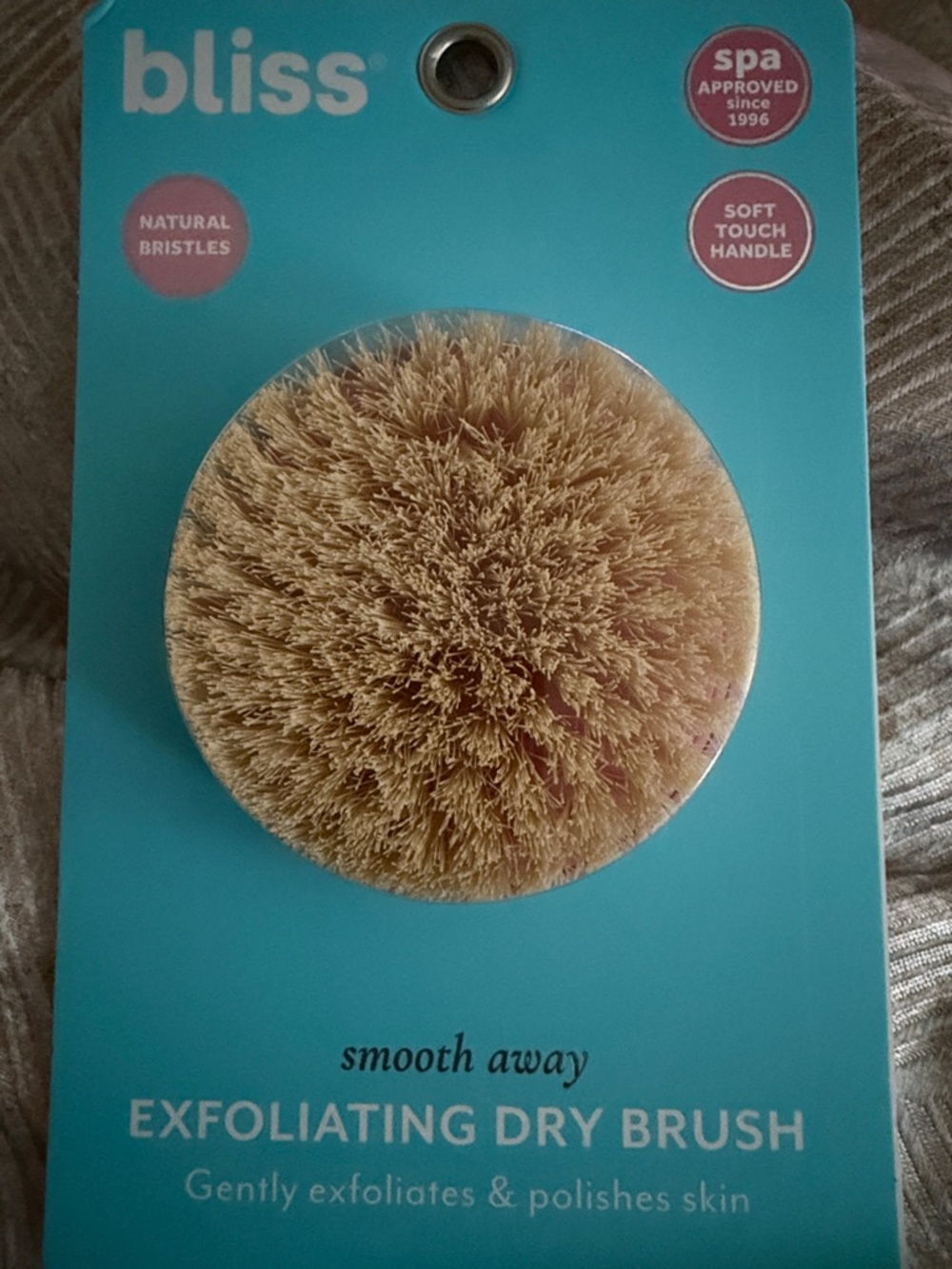 Bliss Natural Tan Bristle Round Exfoliating Dry Brush